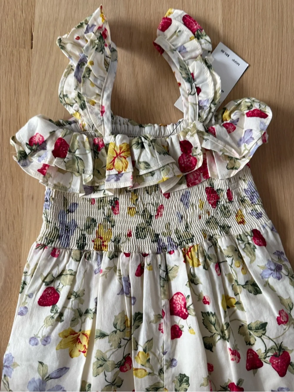 Ralph Lauren Cream Floral & Strawberry Print Girls' One-Piece